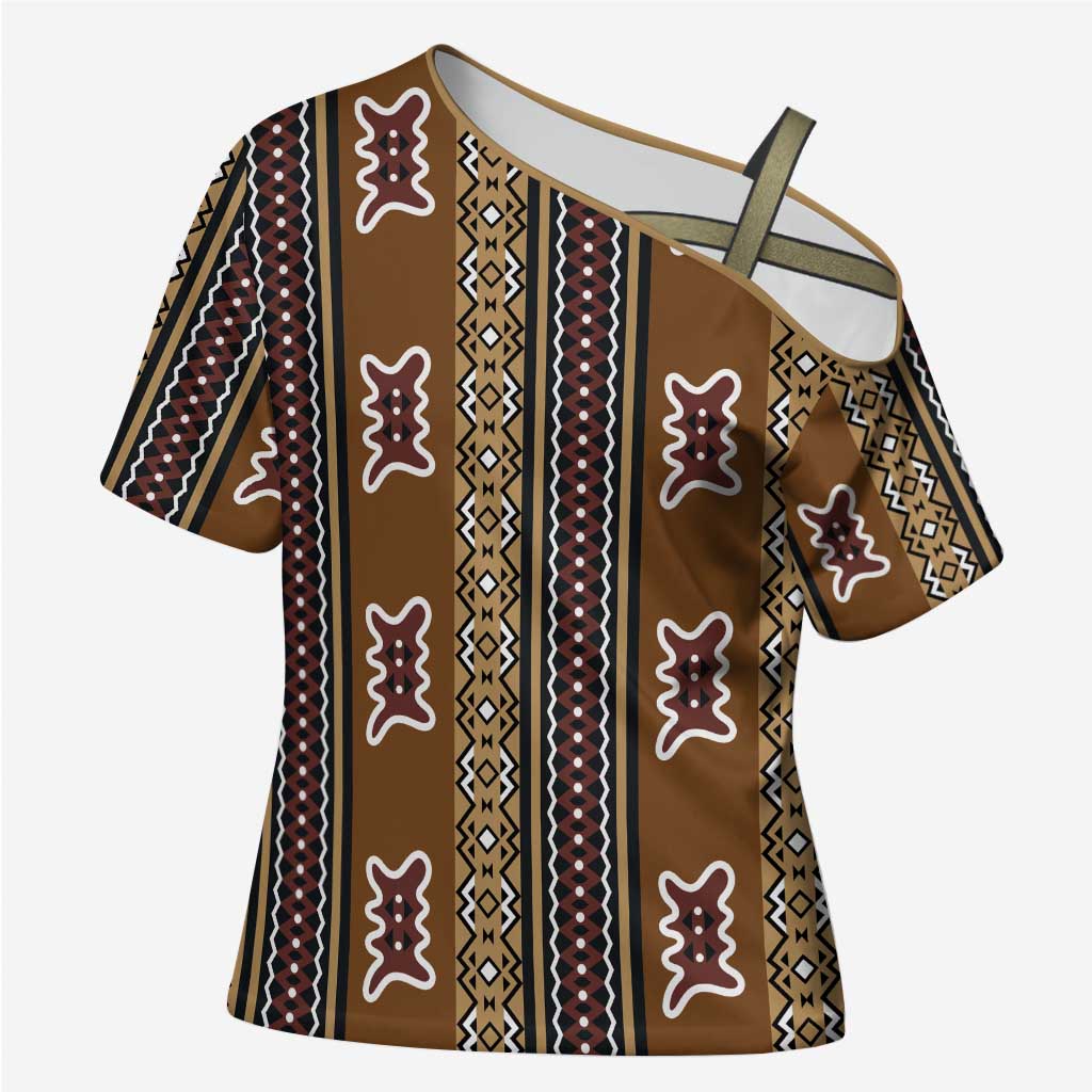 Mali Bologan Mud Cloth Pattern Cross Shoulder Shirt by African Pride