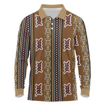 Mali Mud Cloth Long Sleeve Polo Shirt Traditional Bologan Pattern - African Pride