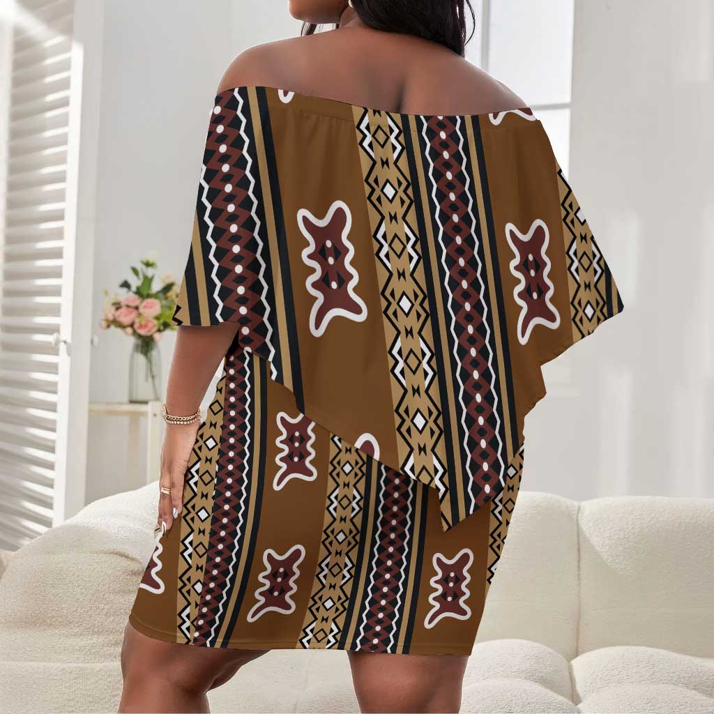 Mali Mud Cloth Off Shoulder Short Dress Traditional Bologan Pattern - African Pride
