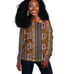 Mali Mud Cloth Off Shoulder Sweater Traditional Bologan Pattern - African Pride