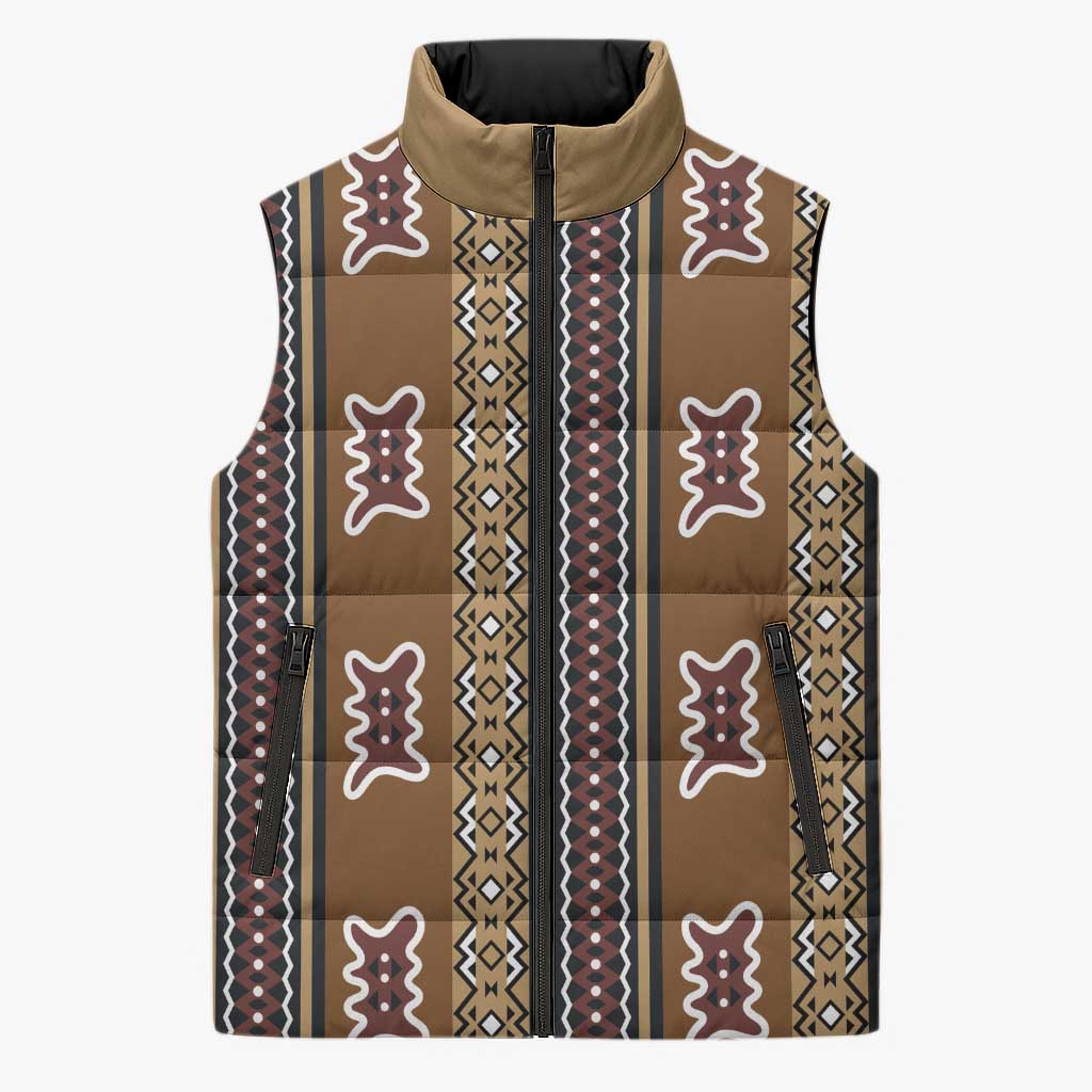 Mali Bologan Mud Cloth Pattern Sleeveless Puffer Jacket by African Pride