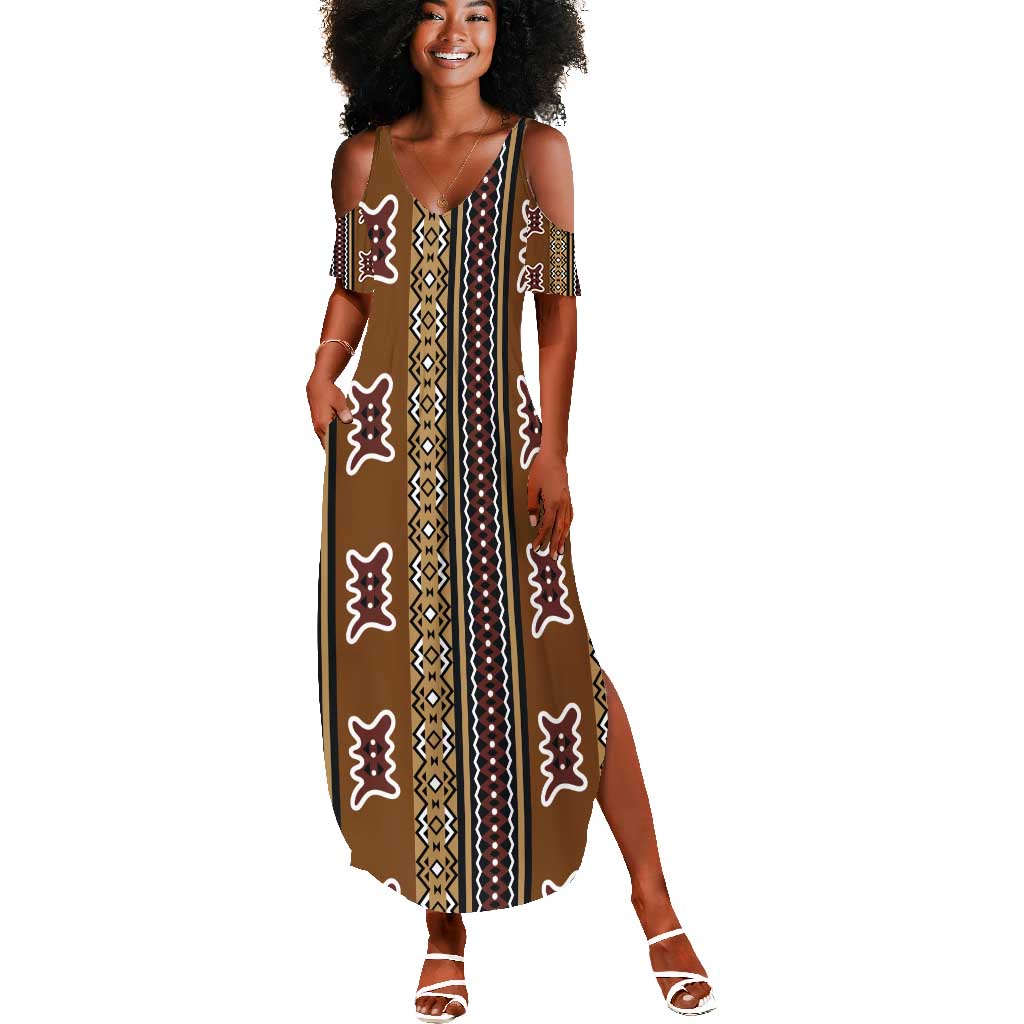 Mali Mud Cloth Summer Maxi Dress Traditional Bologan Pattern - African Pride