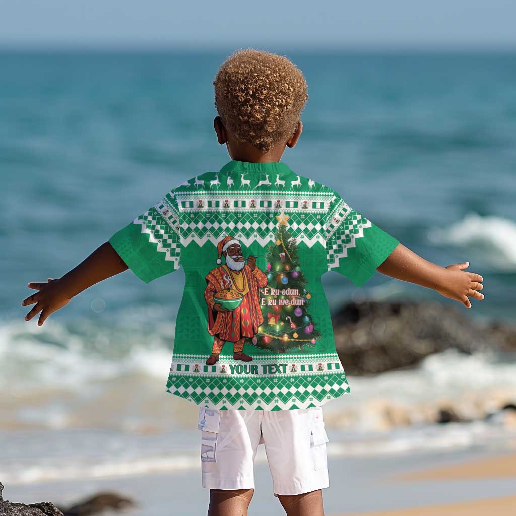 Personalized Afro Christmas in Nigeria Kid Hawaiian Shirt Eku Odun Eku IyeDun - African Pride