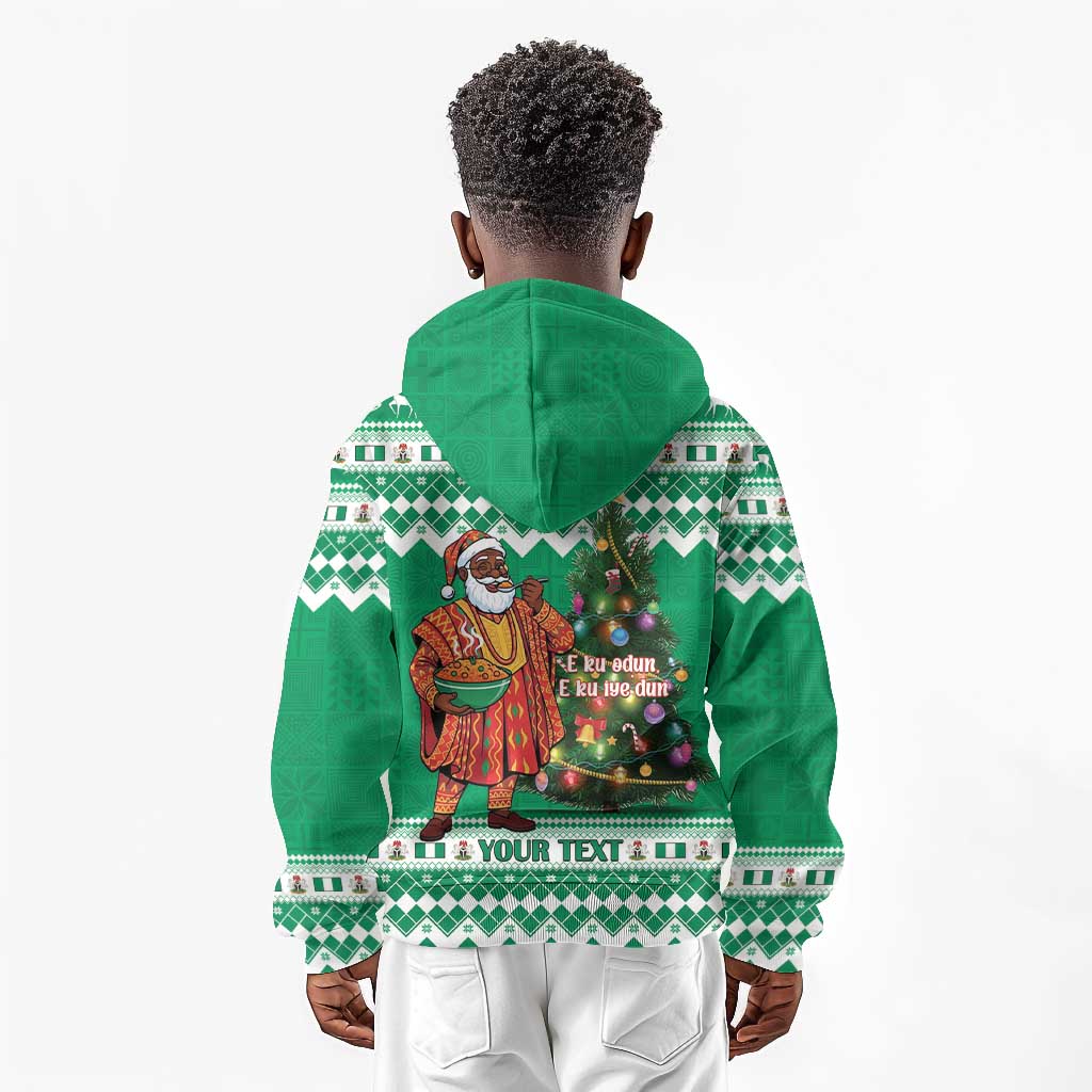Personalized Afro Christmas in Nigeria Kid Hoodie Eku Odun Eku IyeDun - African Pride