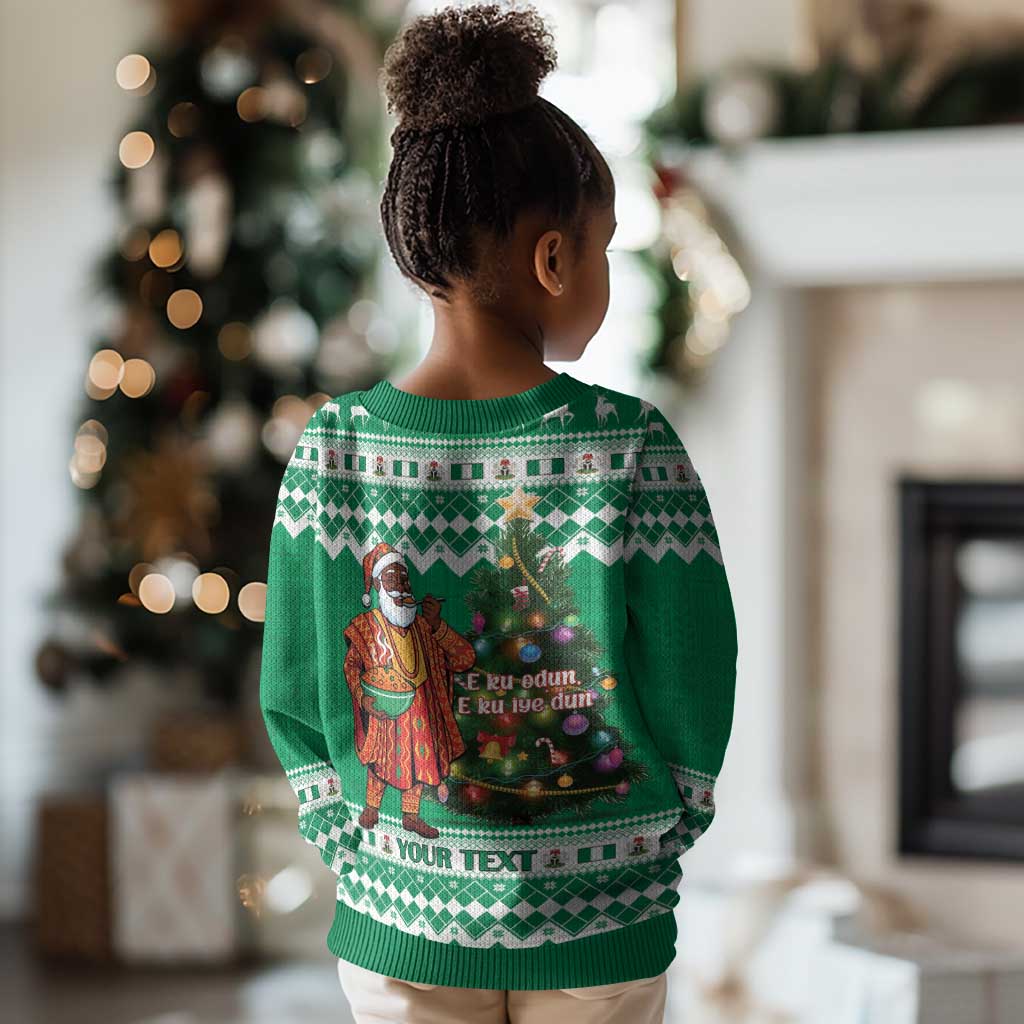 Personalized Afro Christmas in Nigeria Kid Ugly Christmas Sweater Eku Odun Eku IyeDun - African Pride