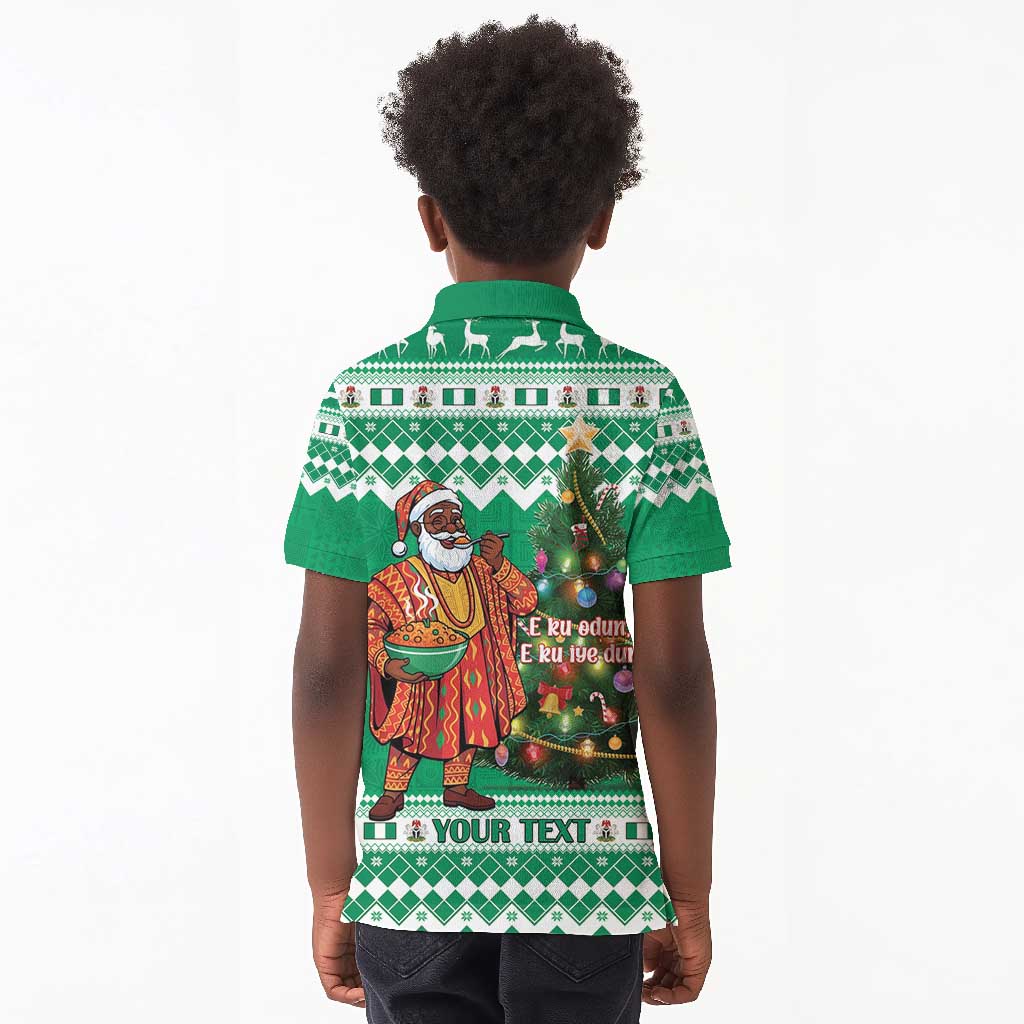 Personalized Afro Christmas in Nigeria Kid Polo Shirt Eku Odun Eku IyeDun - African Pride