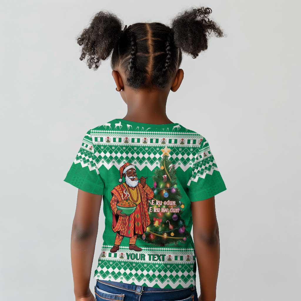Personalized Afro Christmas in Nigeria Kid T shirt Eku Odun Eku IyeDun - African Pride