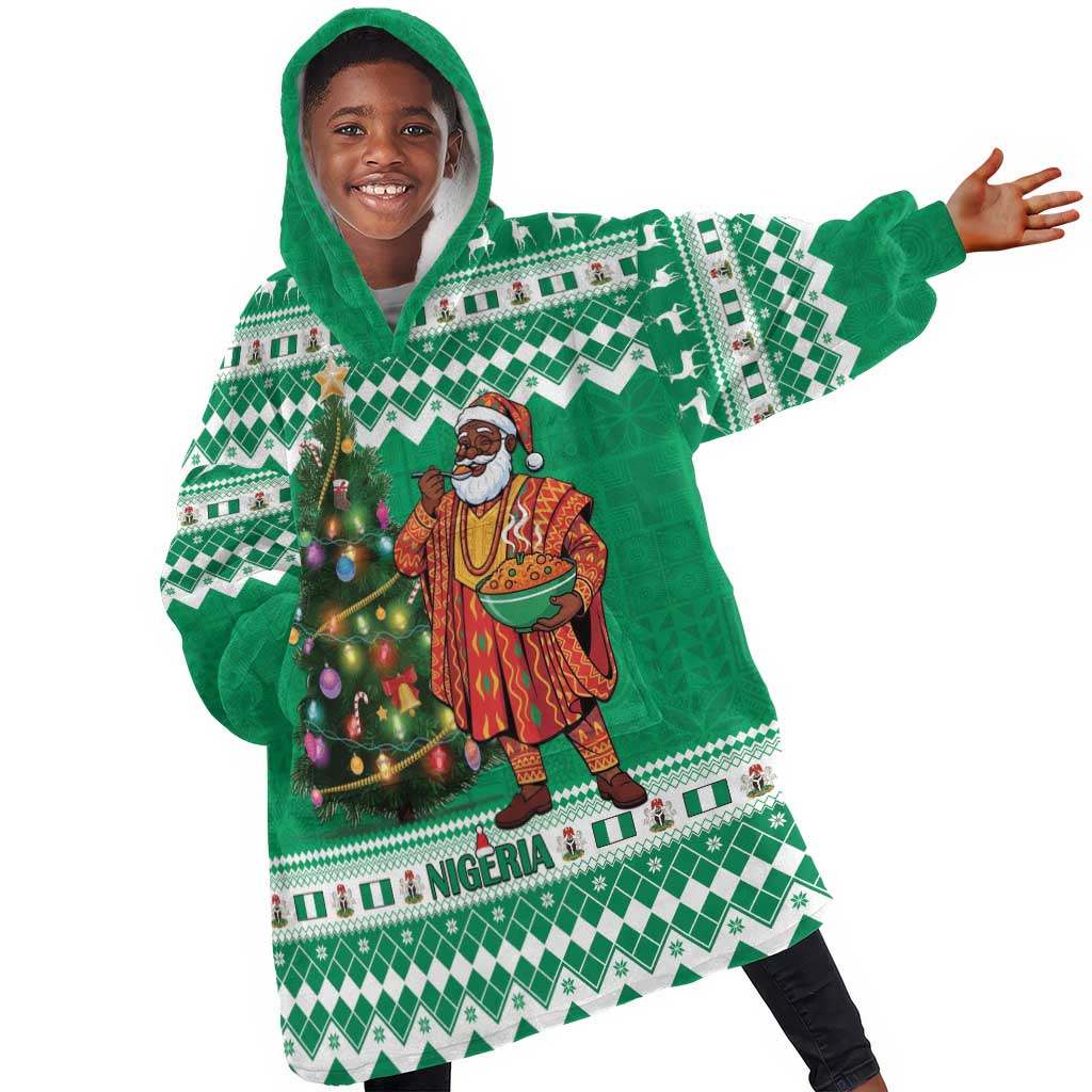 Personalized Afro Christmas in Nigeria Kid Wearable Blanket Hoodie Eku Odun Eku IyeDun - African Pride