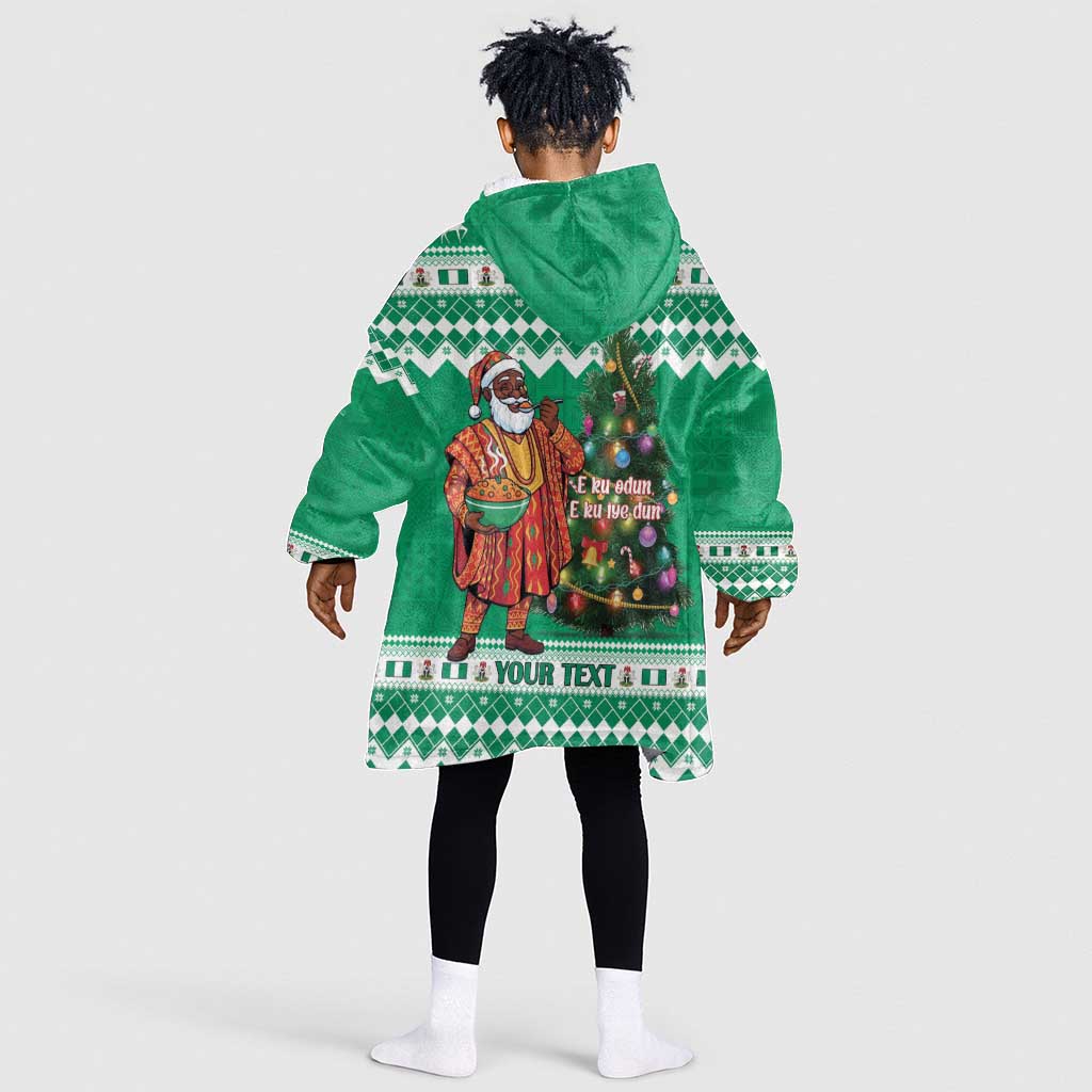 Personalized Afro Christmas in Nigeria Kid Wearable Blanket Hoodie Eku Odun Eku IyeDun - African Pride