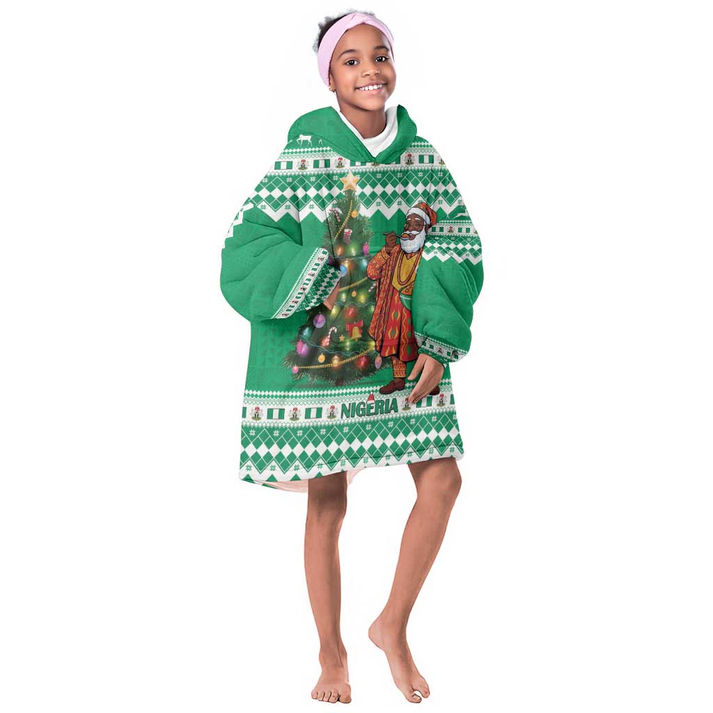 Personalized Afro Christmas in Nigeria Kid Wearable Blanket Hoodie Eku Odun Eku IyeDun - African Pride