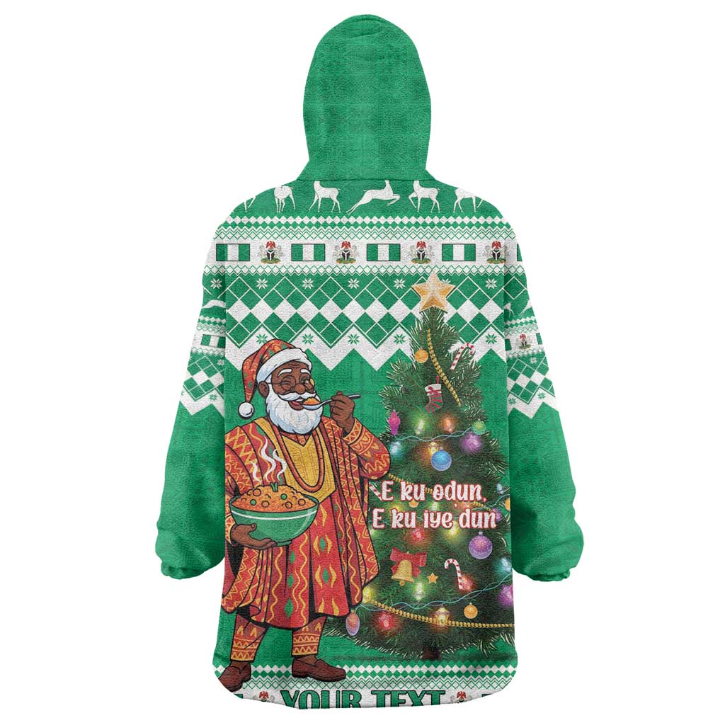 Personalized Afro Christmas in Nigeria Kid Wearable Blanket Hoodie Eku Odun Eku IyeDun - African Pride