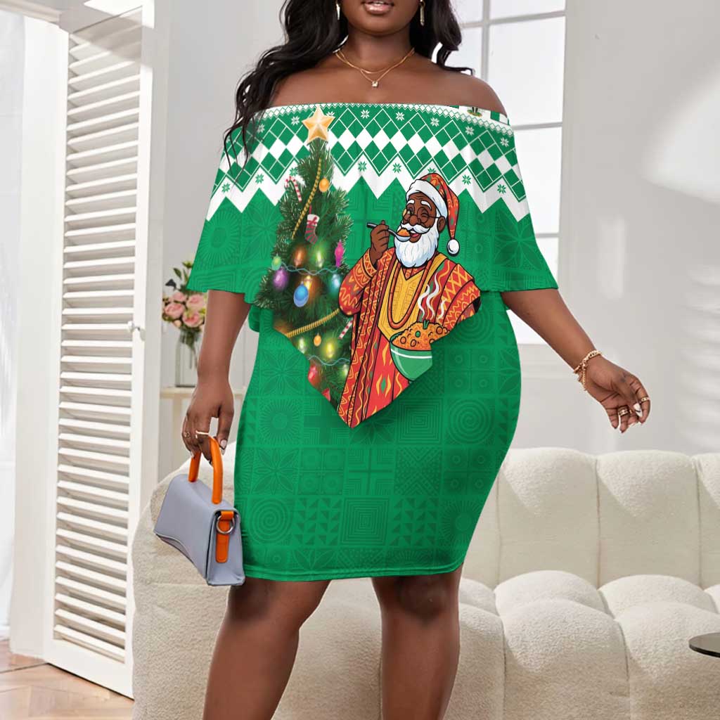 Personalized Afro Christmas in Nigeria Off Shoulder Short Dress Eku Odun Eku IyeDun - African Pride