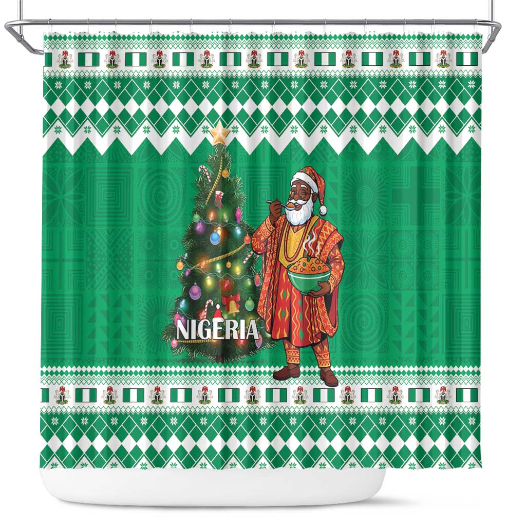 Afro Christmas in Nigeria Shower Curtain Eku Odun Eku IyeDun - African Pride