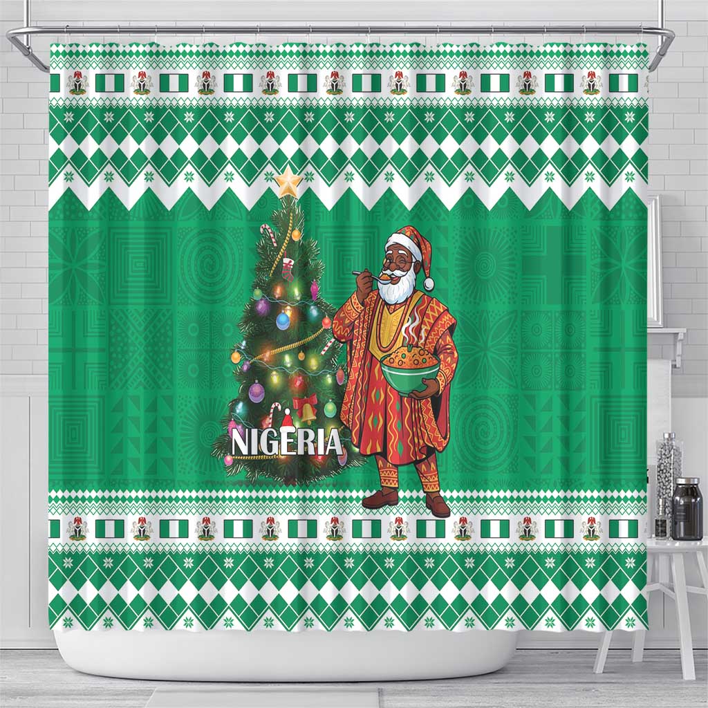 Afro Christmas in Nigeria Shower Curtain Eku Odun Eku IyeDun - African Pride