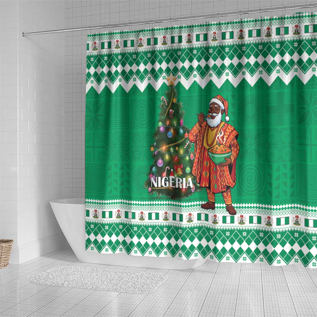 Afro Christmas in Nigeria Shower Curtain Eku Odun Eku IyeDun - African Pride