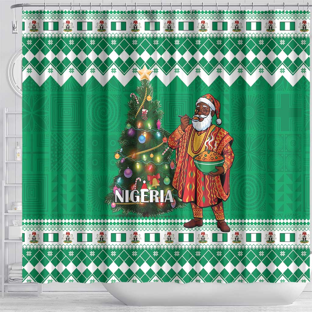Afro Christmas in Nigeria Shower Curtain Eku Odun Eku IyeDun - African Pride