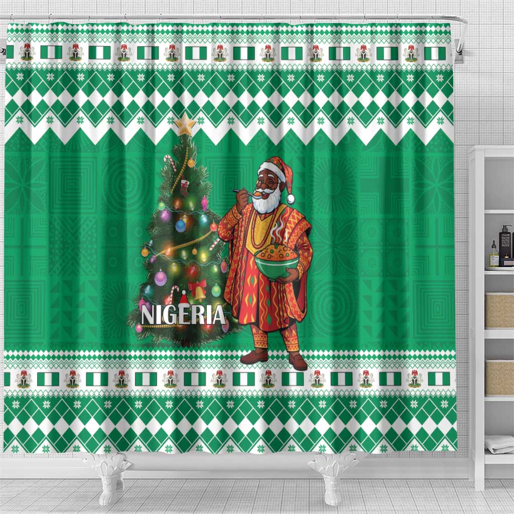 Afro Christmas in Nigeria Shower Curtain Eku Odun Eku IyeDun - African Pride