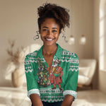 Personalized Afro Christmas in Nigeria Women Casual Shirt Eku Odun Eku IyeDun - African Pride