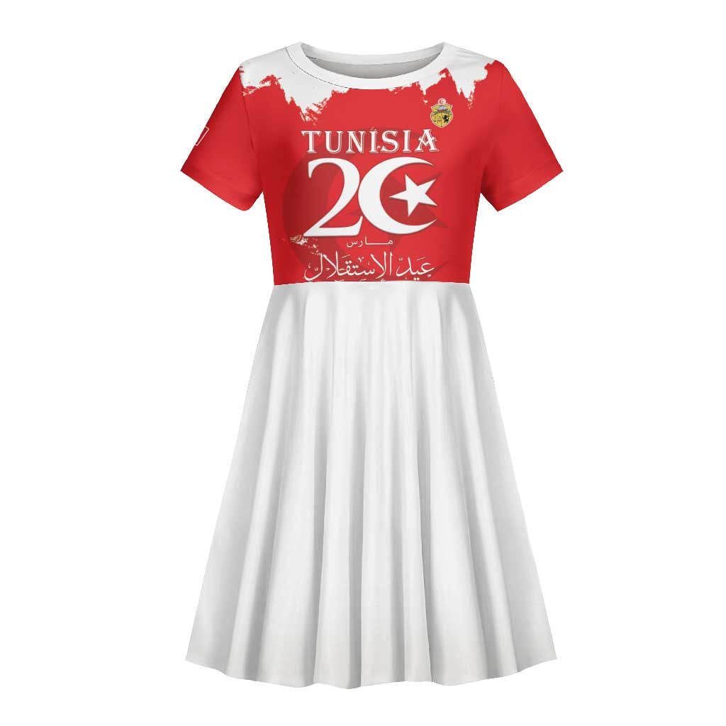 Personalized Afro Tunisia Kid Short Sleeve Dress Happy 69th Anniversary Independence