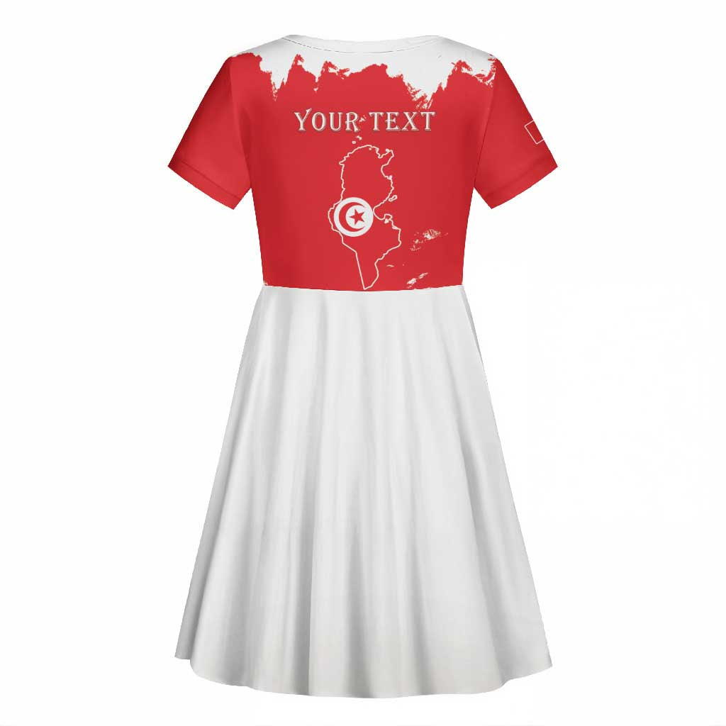 Personalized Afro Tunisia Kid Short Sleeve Dress Happy 69th Anniversary Independence
