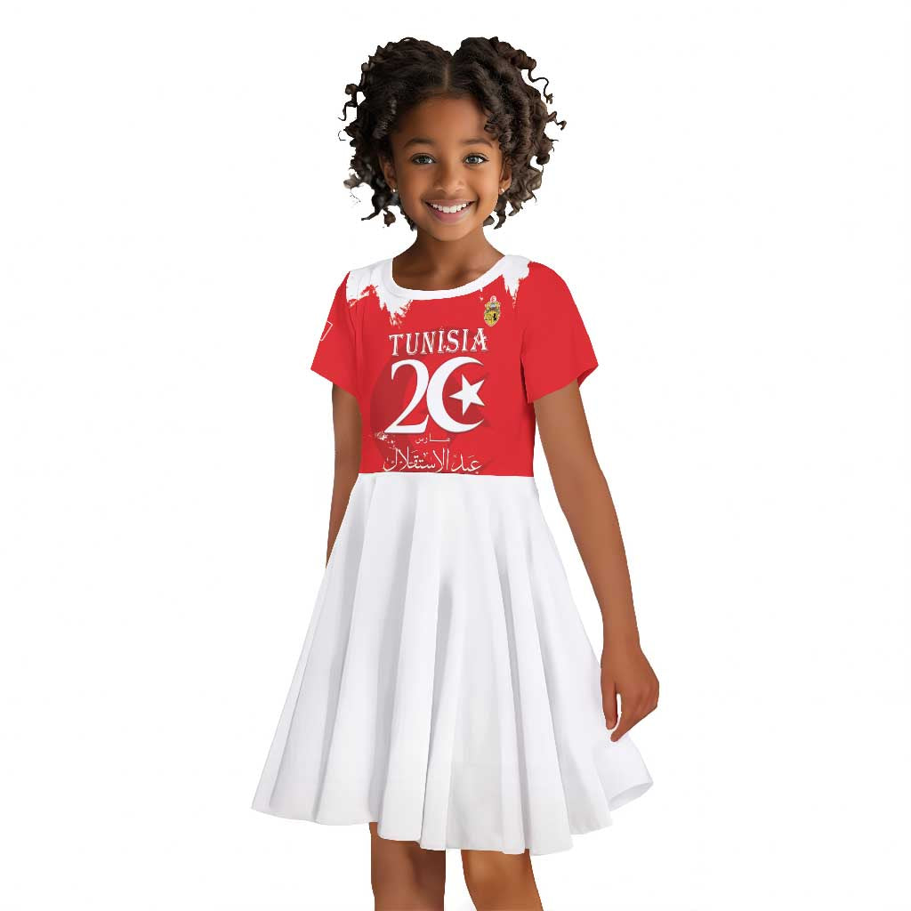 Personalized Afro Tunisia Kid Short Sleeve Dress Happy 69th Anniversary Independence