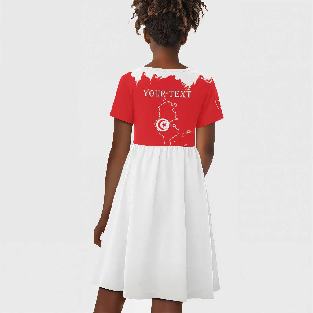 Personalized Afro Tunisia Kid Short Sleeve Dress Happy 69th Anniversary Independence