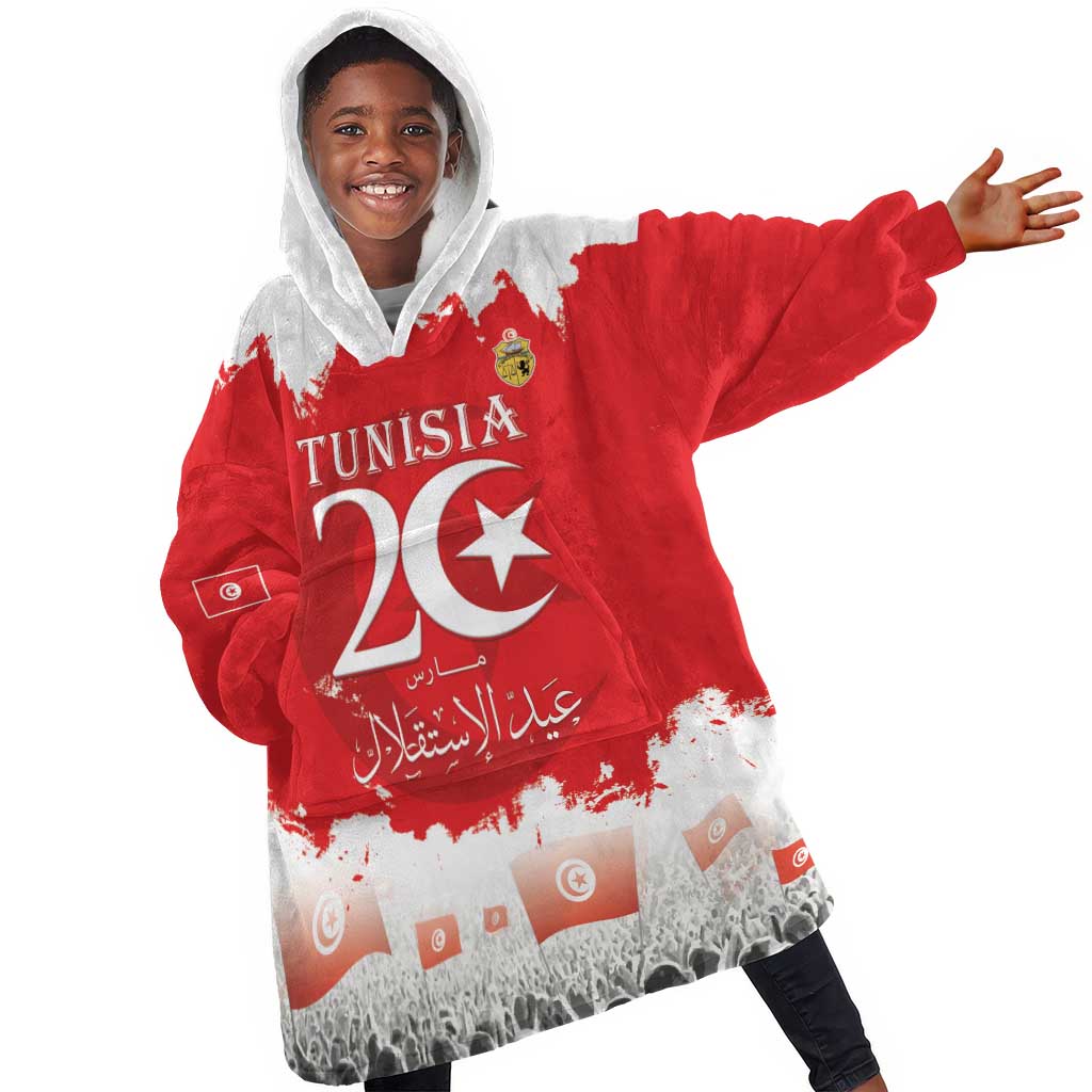 Personalized Afro Tunisia Kid Wearable Blanket Hoodie Happy 69th Anniversary Independence