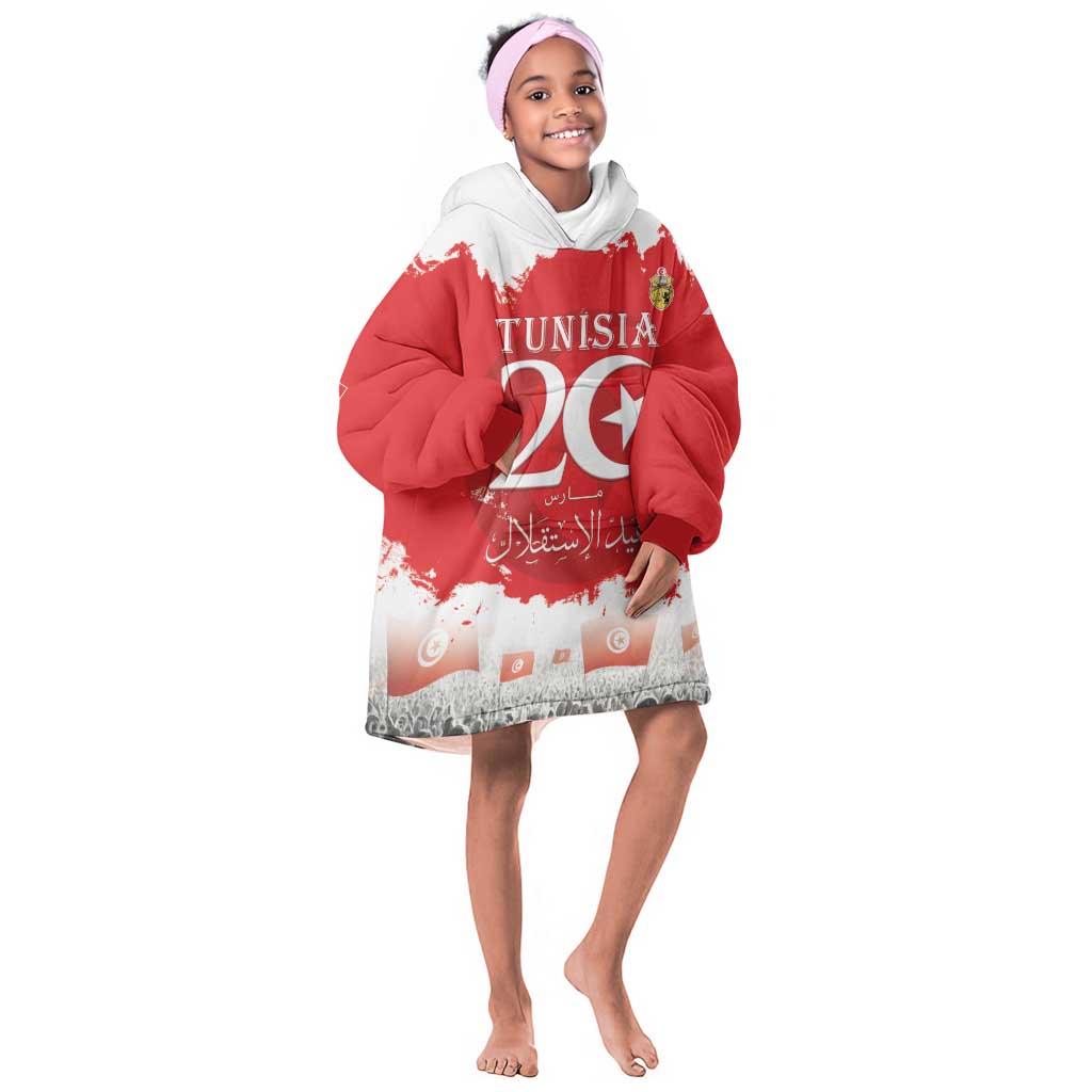 Personalized Afro Tunisia Kid Wearable Blanket Hoodie Happy 69th Anniversary Independence