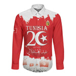 Personalized Afro Tunisia Long Sleeve Button Shirt Happy 69th Anniversary Independence