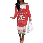 Personalized Afro Tunisia Off The Shoulder Long Sleeve Dress Happy 69th Anniversary Independence