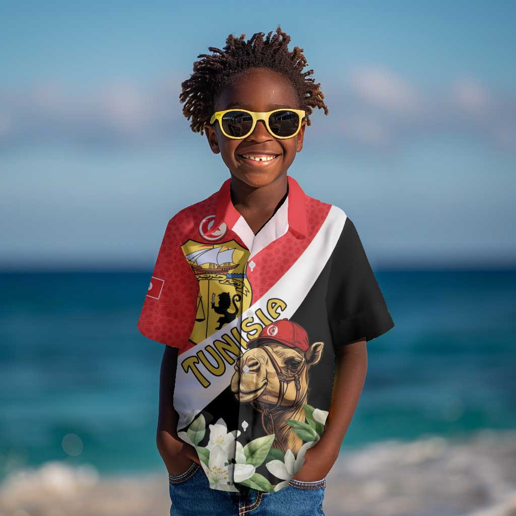 Personalized Afro Tunisia Kid Hawaiian Shirt Camelus Dromedarius With Jasmine