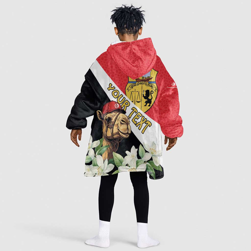 Personalized Afro Tunisia Kid Wearable Blanket Hoodie Camelus Dromedarius With Jasmine