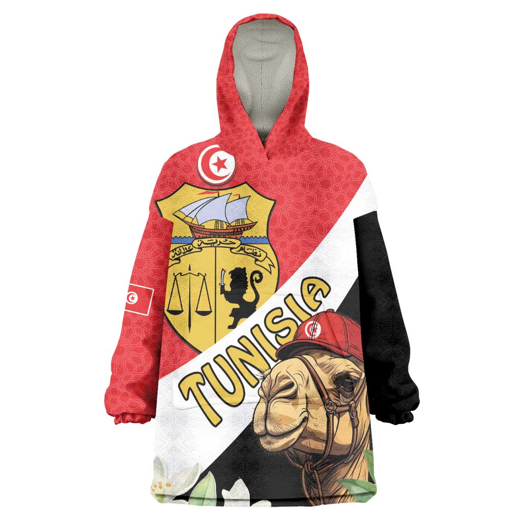 Personalized Afro Tunisia Kid Wearable Blanket Hoodie Camelus Dromedarius With Jasmine