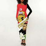 Personalized Afro Tunisia Long Sleeve Bodycon Dress Camelus Dromedarius With Jasmine LT15