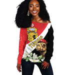 Personalized Afro Tunisia Off Shoulder Sweater Camelus Dromedarius With Jasmine