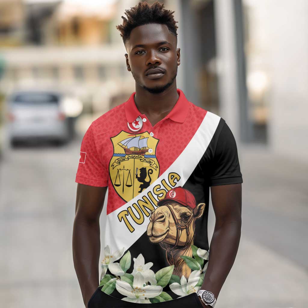 Personalized Afro Tunisia Polo Shirt Camelus Dromedarius With Jasmine