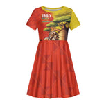 Afro Senegal Independence Day Kid Short Sleeve Dress 65th Anniversary - Kente Pattern
