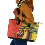 Afro Senegal Independence Day Leather Tote Bag 65th Anniversary - Kente Pattern