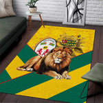 Happy Togo Independence Day Area Rug Lion With Coat Of Arms - Kente Pattern
