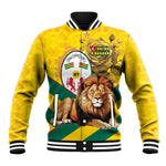 Happy Togo Independence Day Baseball Jacket Lion With Coat Of Arms - Kente Pattern