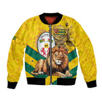 Happy Togo Independence Day Bomber Jacket Lion With Coat Of Arms - Kente Pattern