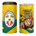 Happy Togo Independence Day 4 in 1 Can Cooler Tumbler Lion With Coat Of Arms - Kente Pattern