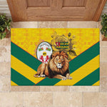 Happy Togo Independence Day Rubber Doormat Lion With Coat Of Arms - Kente Pattern