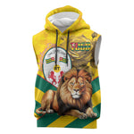 Happy Togo Independence Day Sleeveless Hoodie Lion With Coat Of Arms - Kente Pattern - African Pride