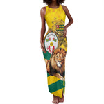 Happy Togo Independence Day Tank Maxi Dress Lion With Coat Of Arms - Kente Pattern