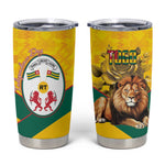 Happy Togo Independence Day Tumbler Cup Lion With Coat Of Arms - Kente Pattern