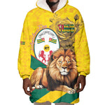 Happy Togo Independence Day Wearable Blanket Hoodie Lion With Coat Of Arms - Kente Pattern