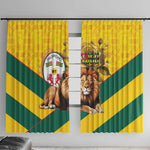 Happy Togo Independence Day Window Curtain Lion With Coat Of Arms - Kente Pattern