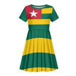 Togolese Independence Day Kid Short Sleeve Dress Flag Style