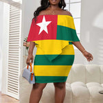 Togolese Independence Day Off Shoulder Short Dress Flag Style